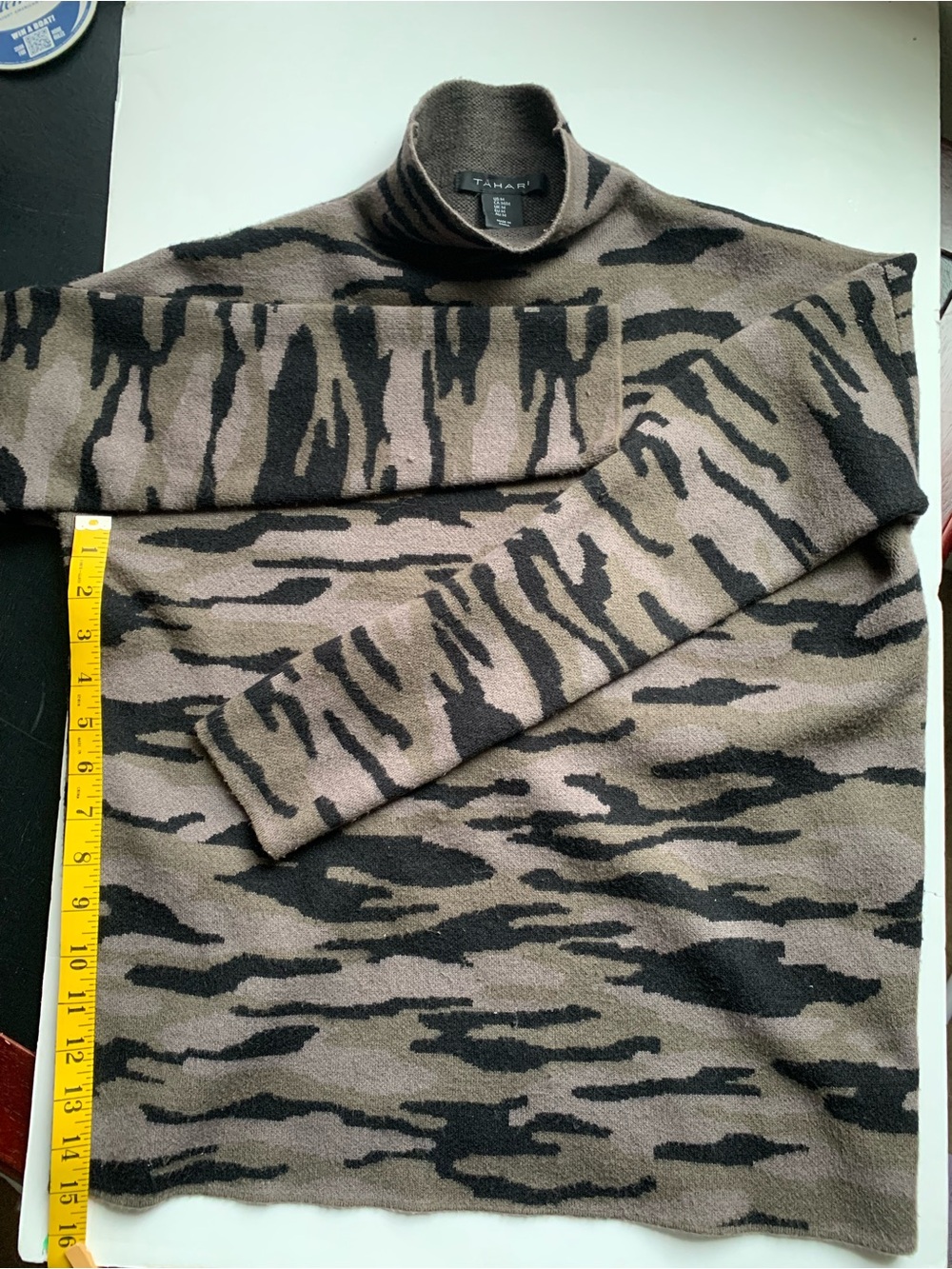 Tahari Black & Taupe Camouflage Turtleneck Sweater - Picture 5 of 8